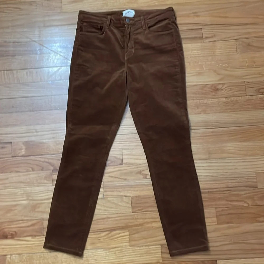 L’AGENCE Marguerite Skinny High Rise Velvet Textured Jeans in Java sz 28 B6 - Picture 2 of 6